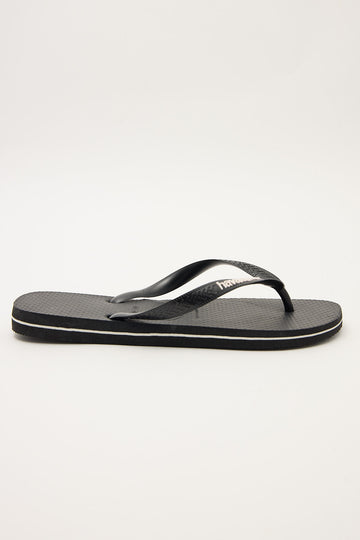 Havaianas Mens Rubber Logo Thong Black/White