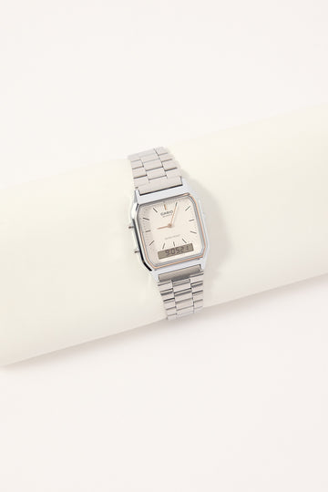 Casio AQ230A-7D Duo Silver Watch Silver