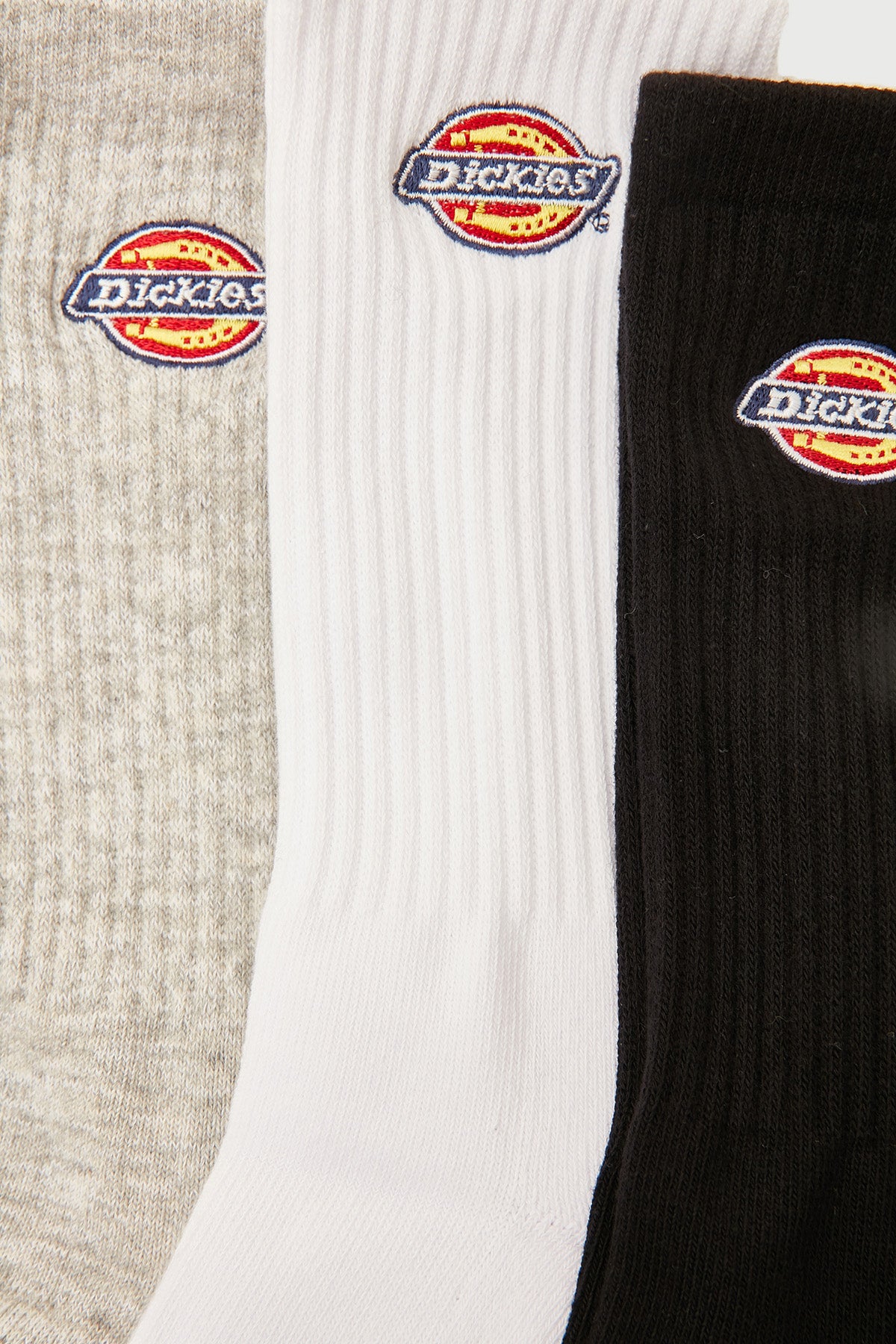Dickies H.S Rockwood Crew Socks 3 Pack Black/Grey Marle/White