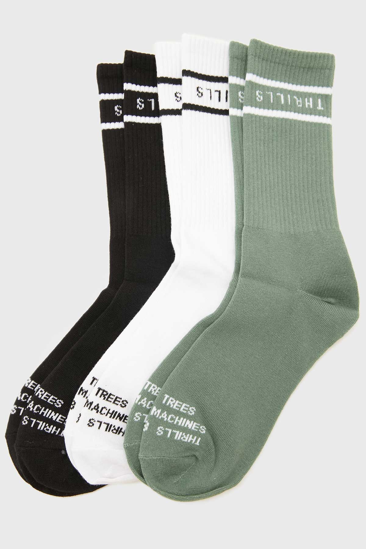 Thrills Minimal Sock 3 Pack Lume Green/Black/White