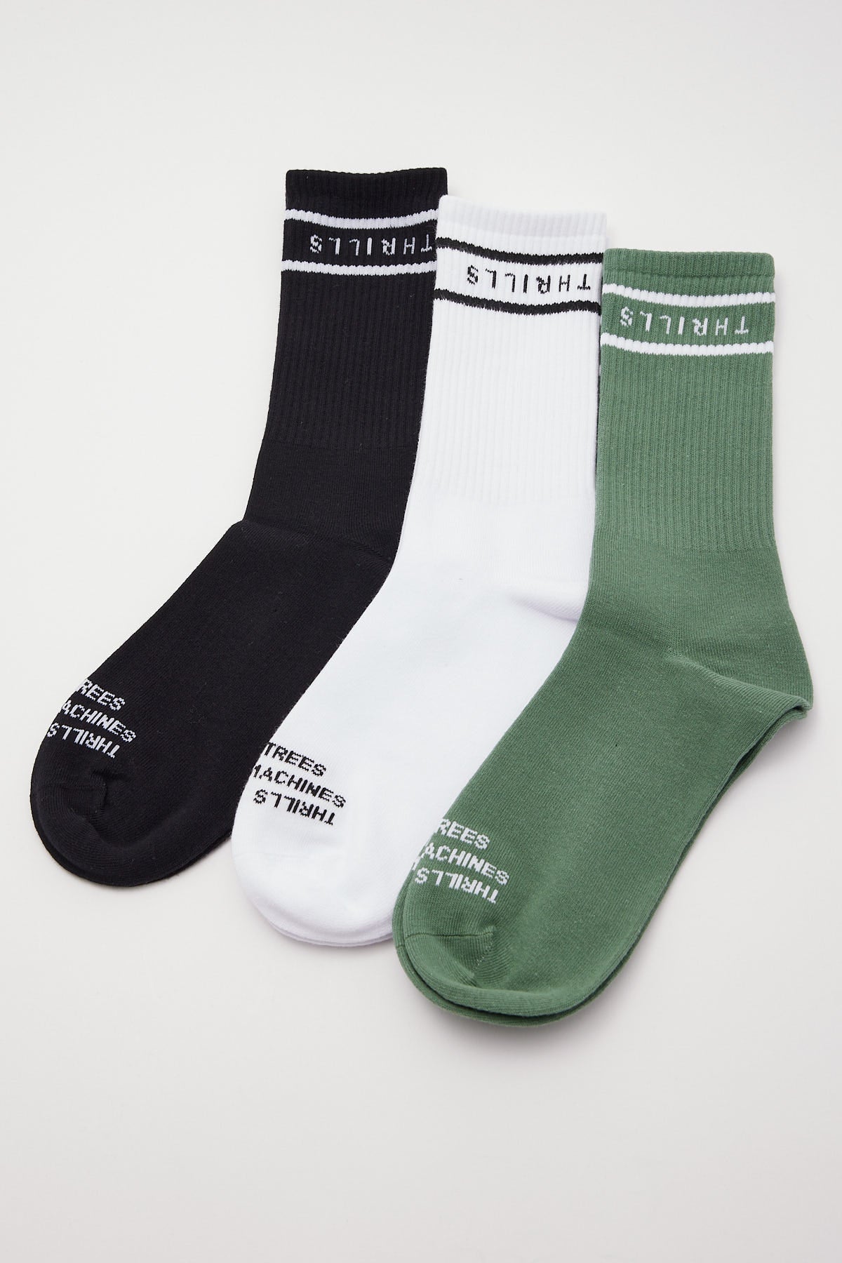 Thrills Minimal Sock 3 Pack Lume Green/Black/White
