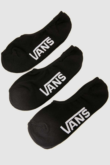 Vans Classic No Show 3 Pack Black Black