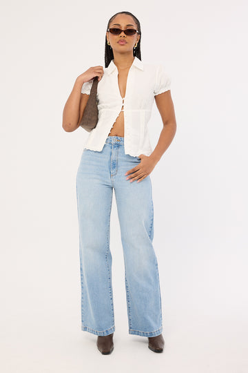 Abrand A 94 High Waisted Wide Jean Jessie Blue