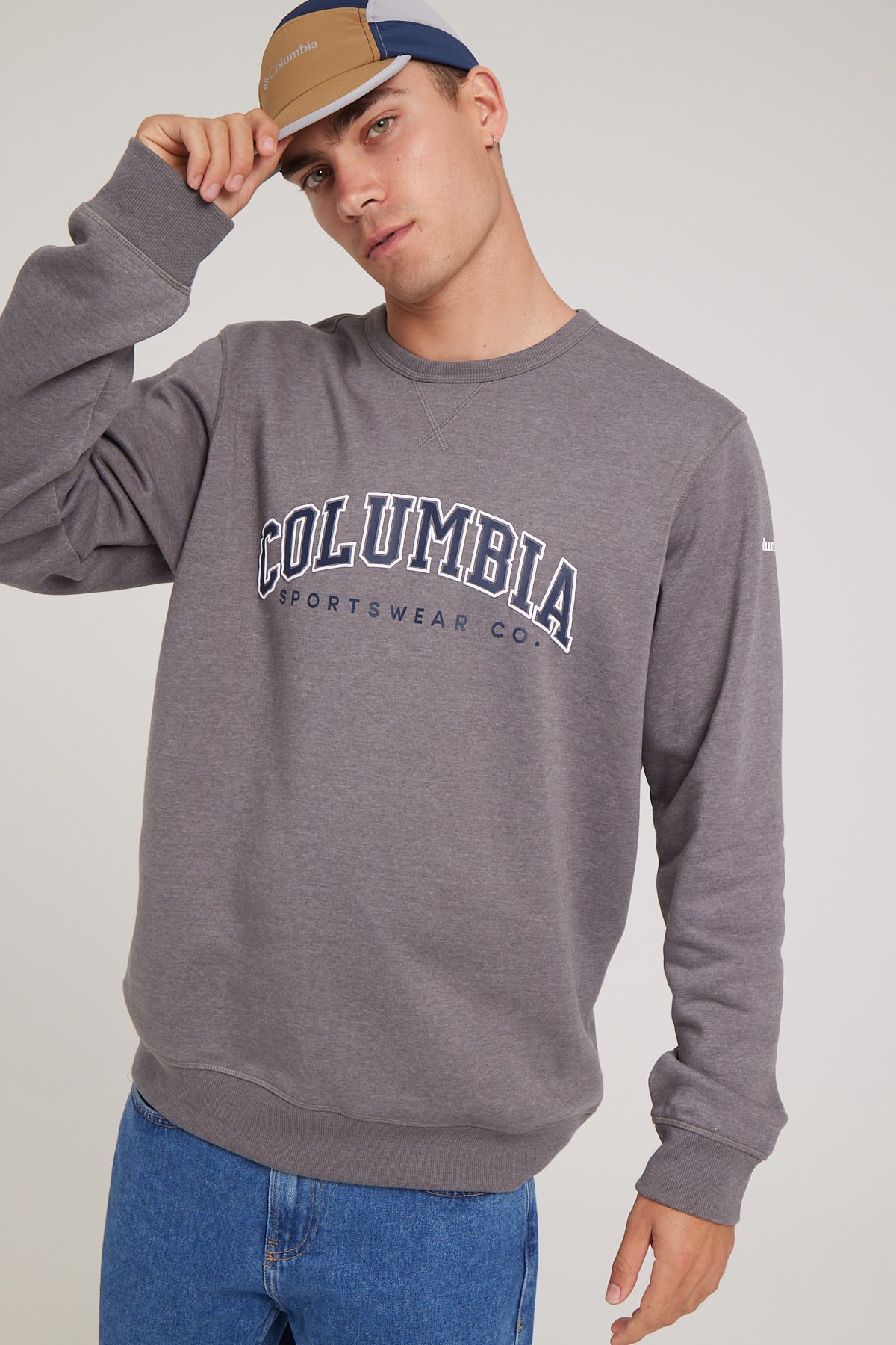 Columbia M Columbia Logo Fleece Crew City Grey Heather