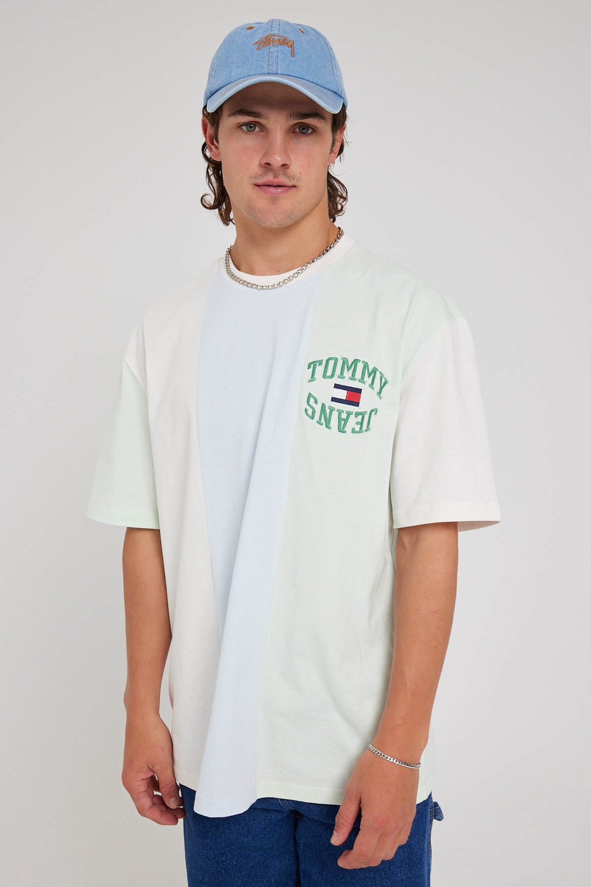 Tommy Jeans TJM Skate Vertical Stripe Tee Minty