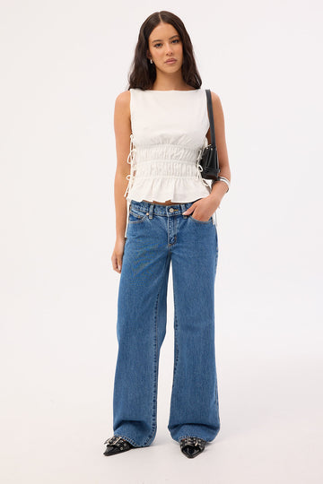 Abrand A 99 Low Rise Wide Jean Chantelle Blue Organic