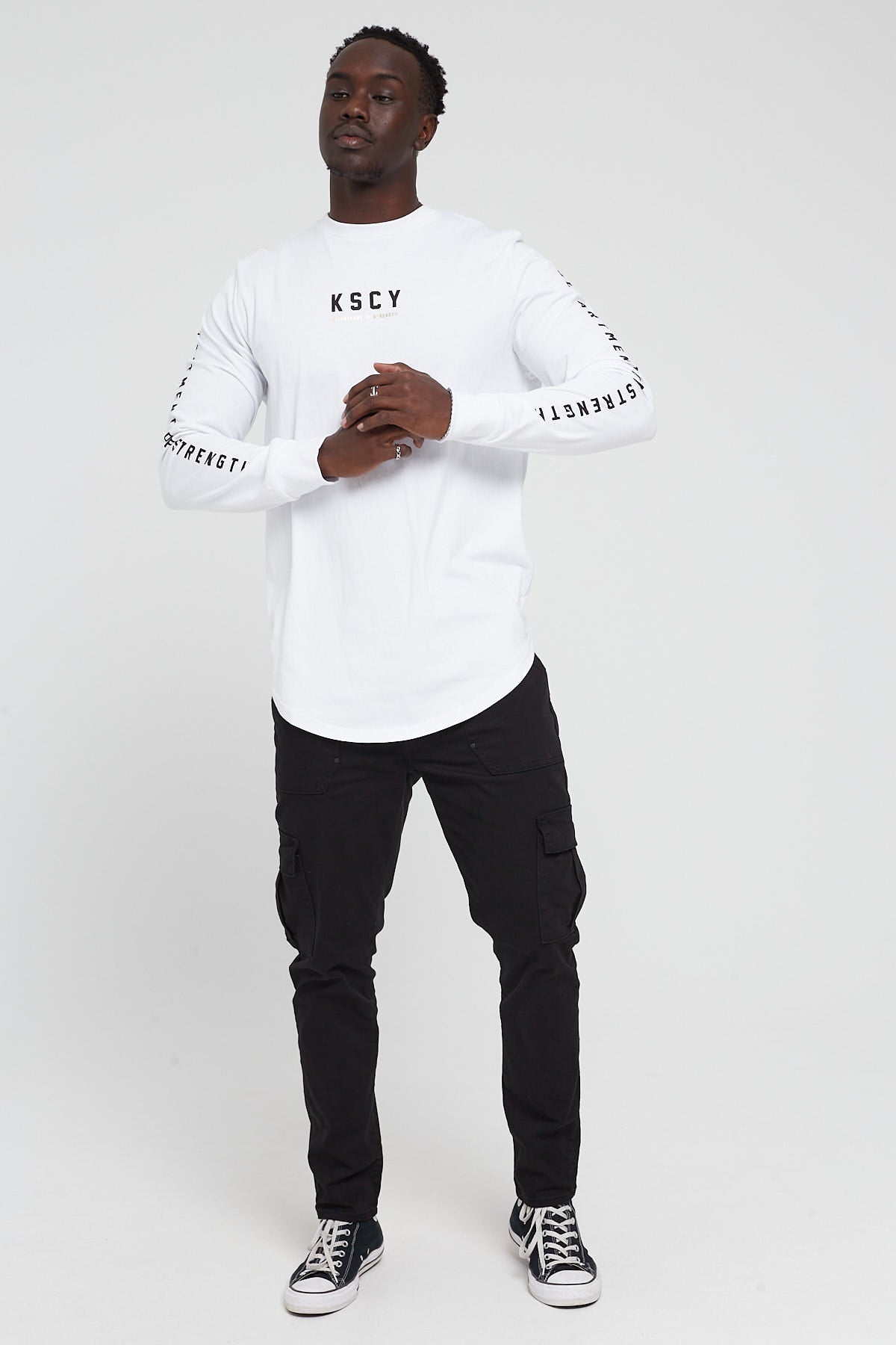 Kiss Chacey Zenia Dual Curved Long Sleeve Tee White