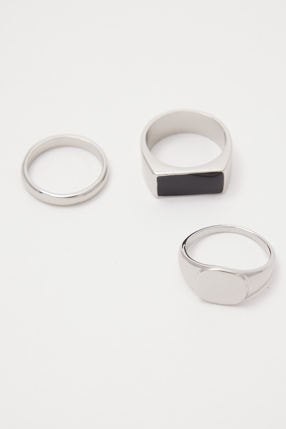 Common Need Stainless Steel Signet Ring 3 Pack Silver