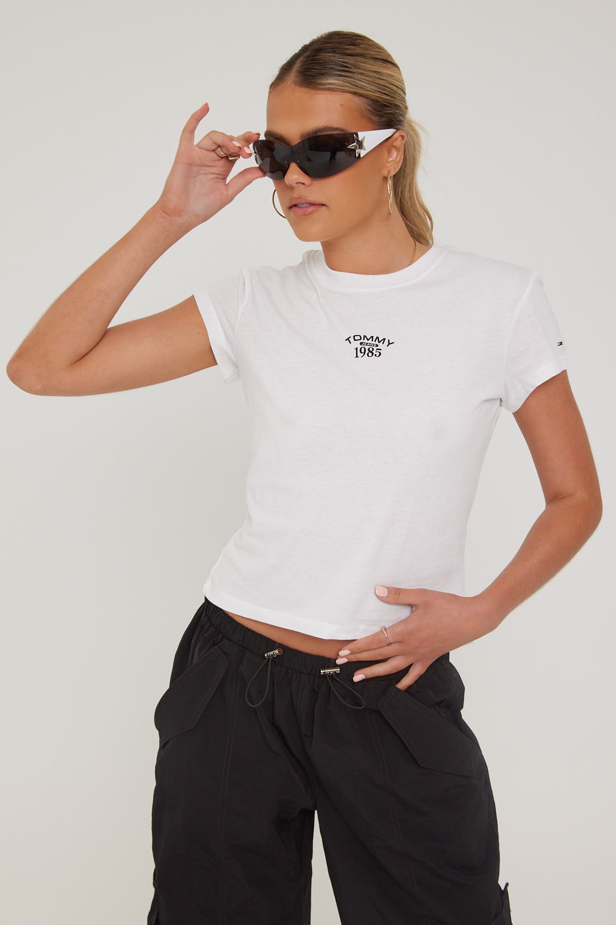 Tommy Jeans TJW Baby Essential Logo 2 Short Sleeve Tee White