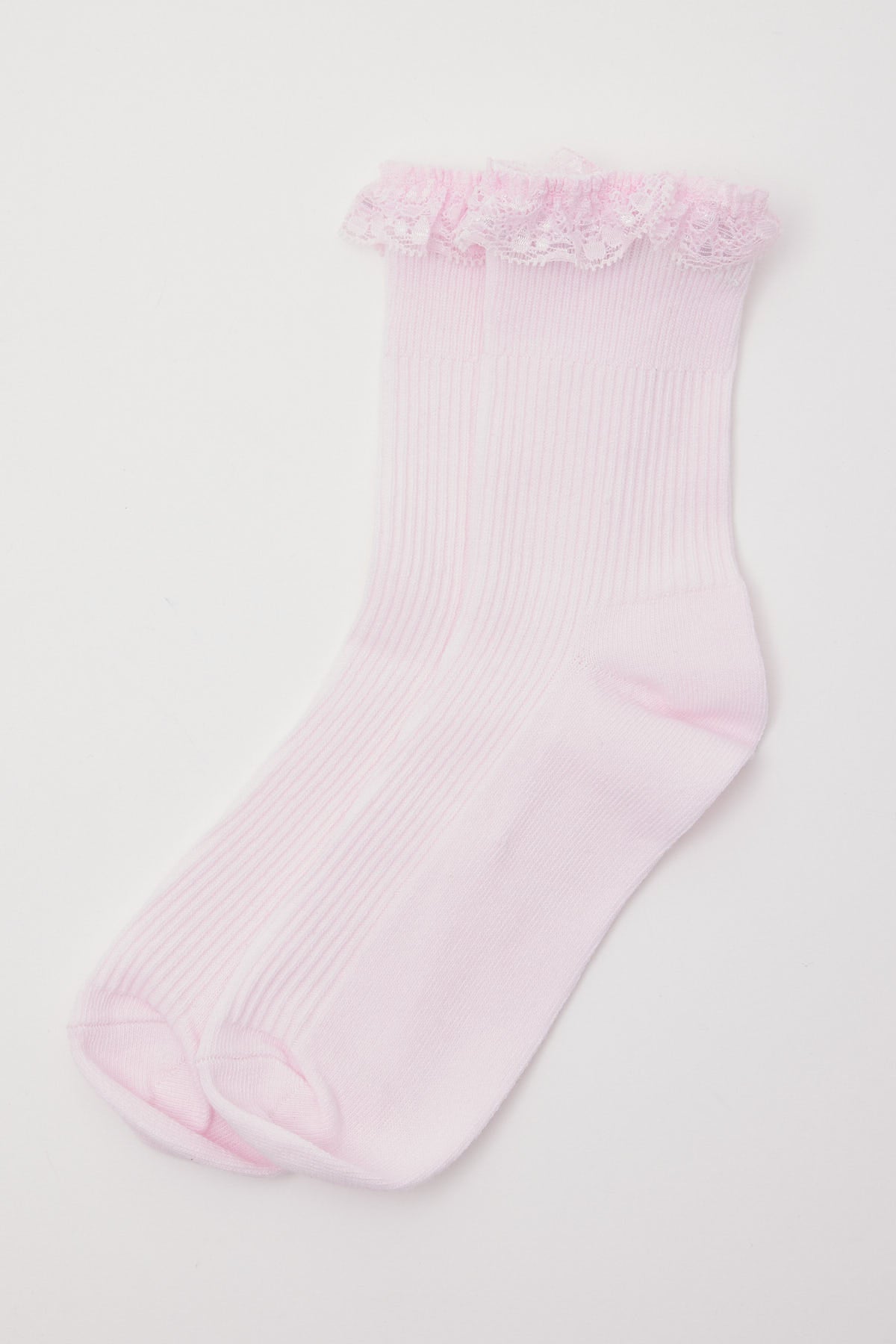 Token Lace Trim Sock Pink