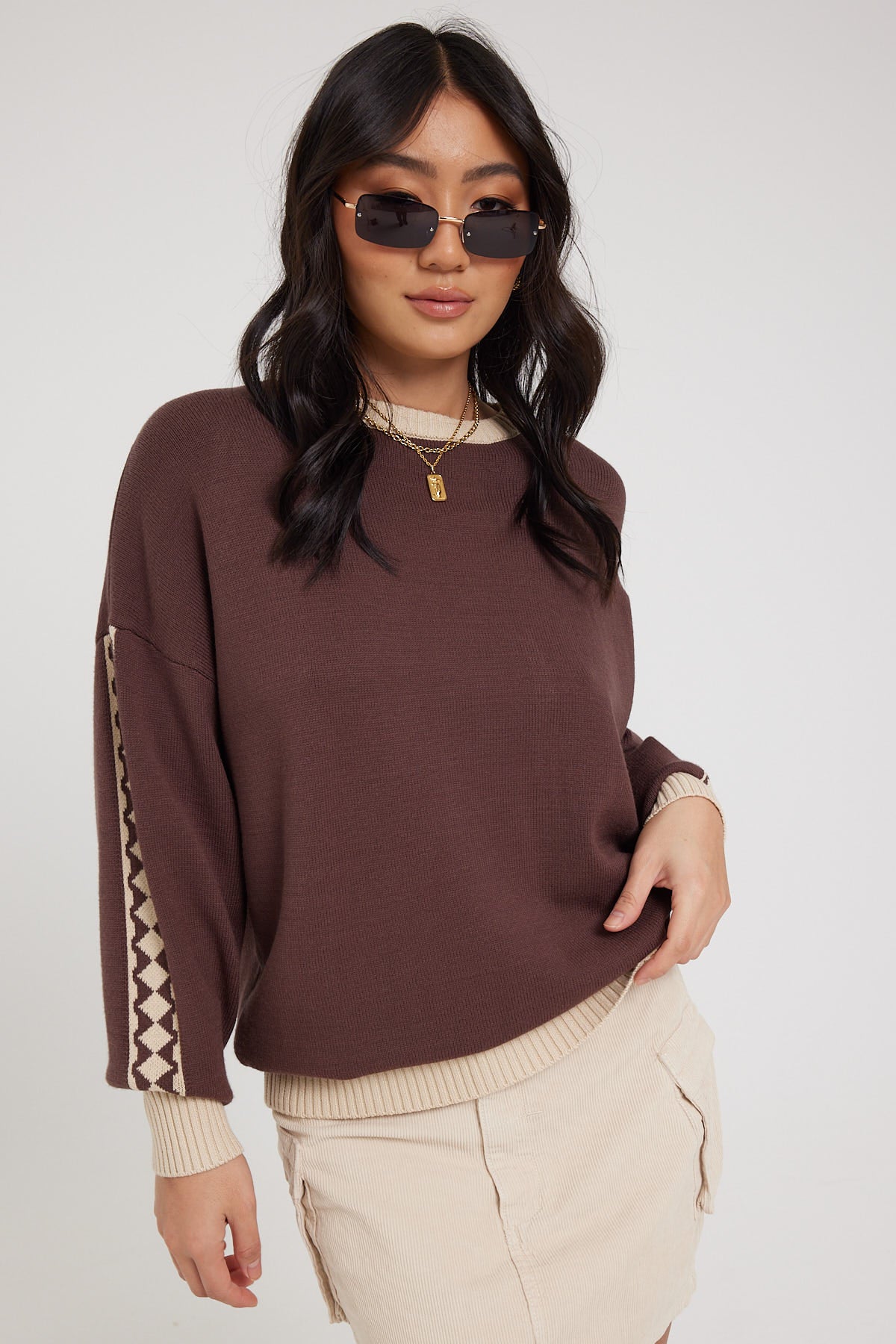 Thrills Sequence Knit Crew Umber