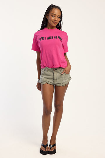 One Teaspoon Super Khaki Bandit Low Waist Denim Short Super Khaki