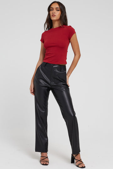 Perfect Stranger Luli Slim Faux Leather Pant Black