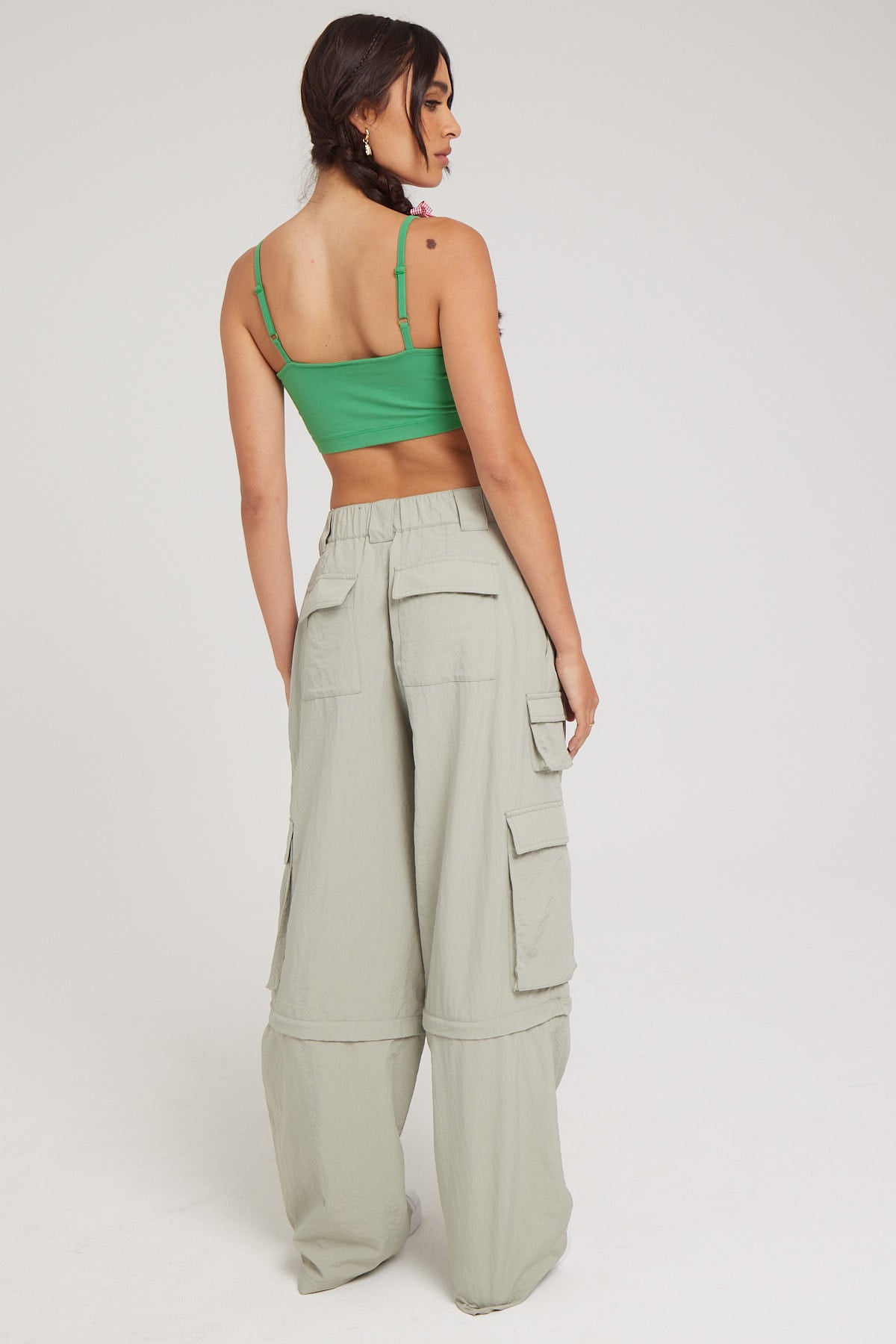 Tommy Jeans TJW Claire Nylon Zip-Off Cargo Pant Faded Willow