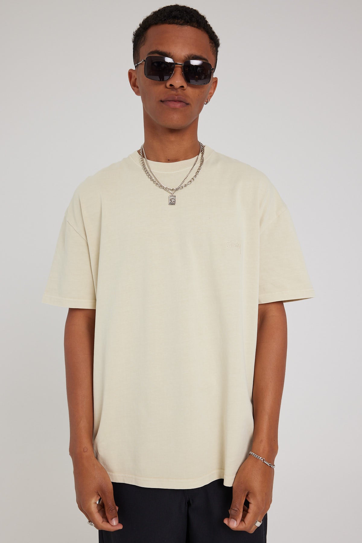 Stussy Pigment Dyed Crew Short Sleeve Tee Natural
