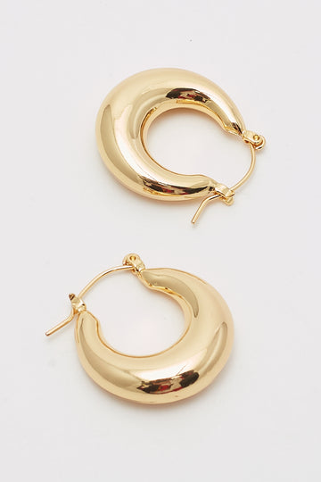 Perfect Stranger Thick Medium Hoop Earrings Gold Plated