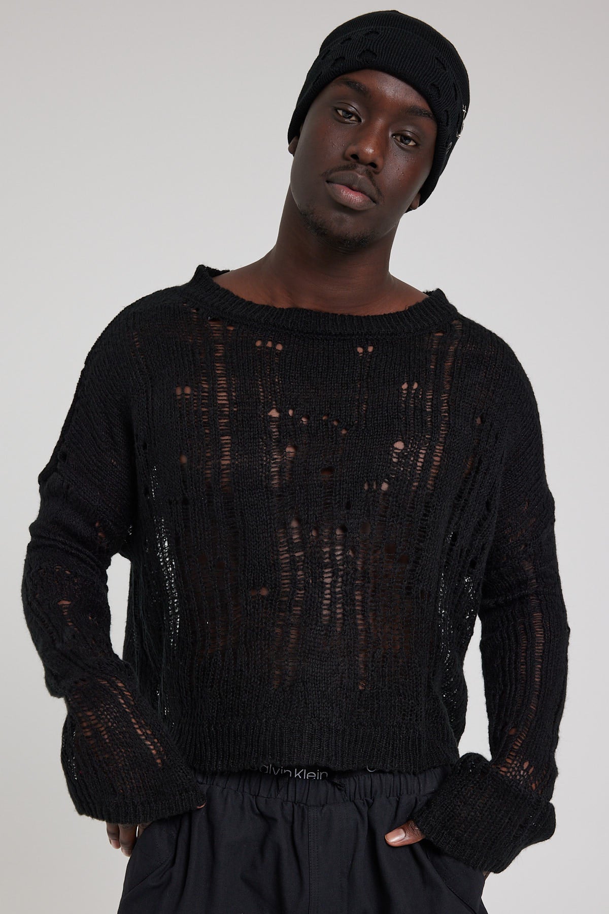 Neovision Wrecked Distressed Knit Top Black