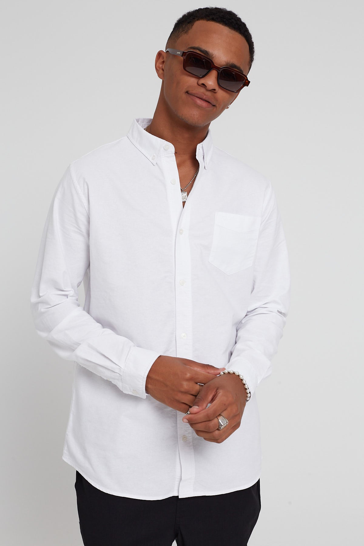 As Colour Ofxord Long Sleeve Shirt White