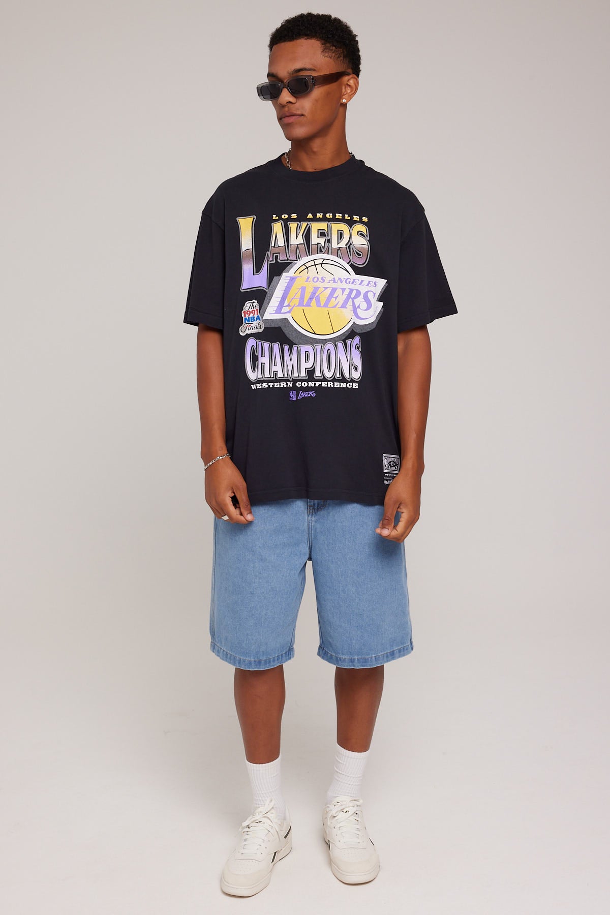 Mitchell & Ness Lakers Metallic Tee Faded Black