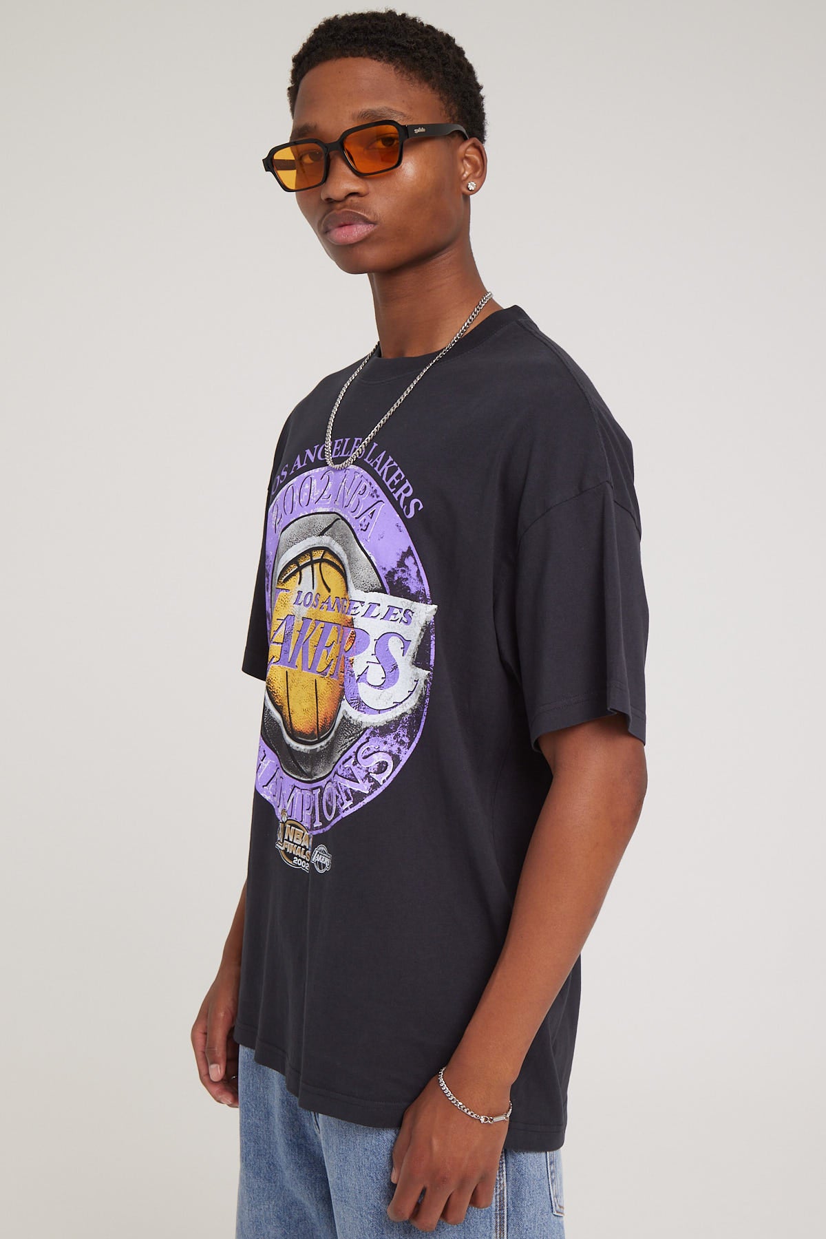 Mitchell & Ness Lakers Tour Tee Faded Black