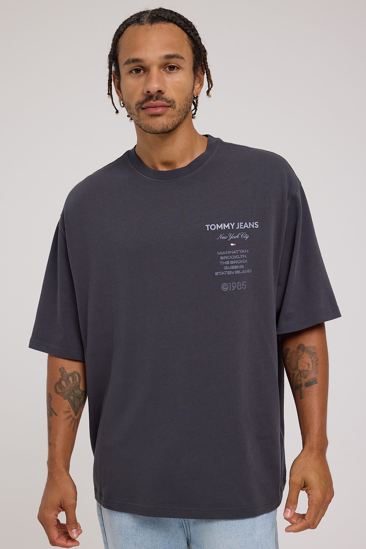 Tommy Jeans Oversized TJ NYC 1985 Cities Tee New Charcoal
