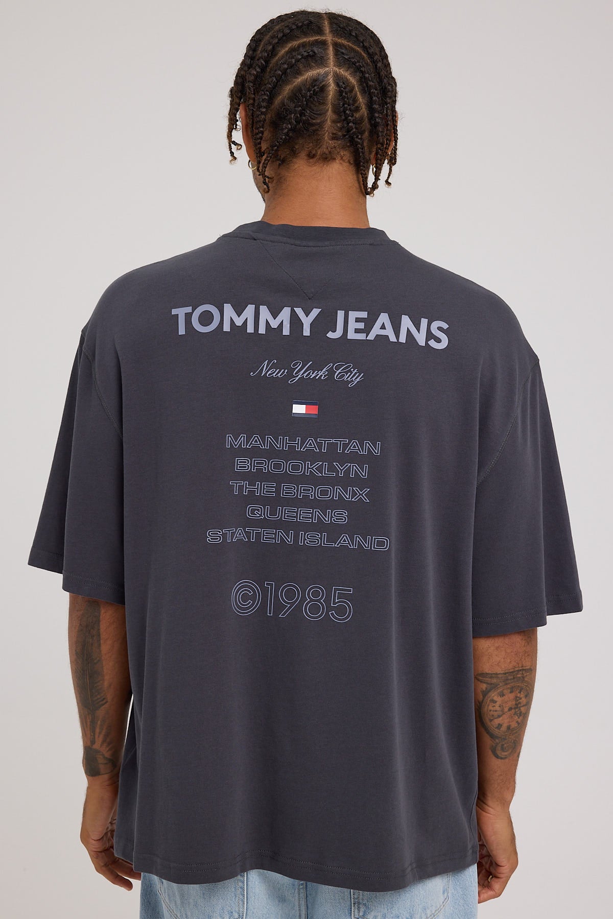 Tommy Jeans Oversized TJ NYC 1985 Cities Tee New Charcoal
