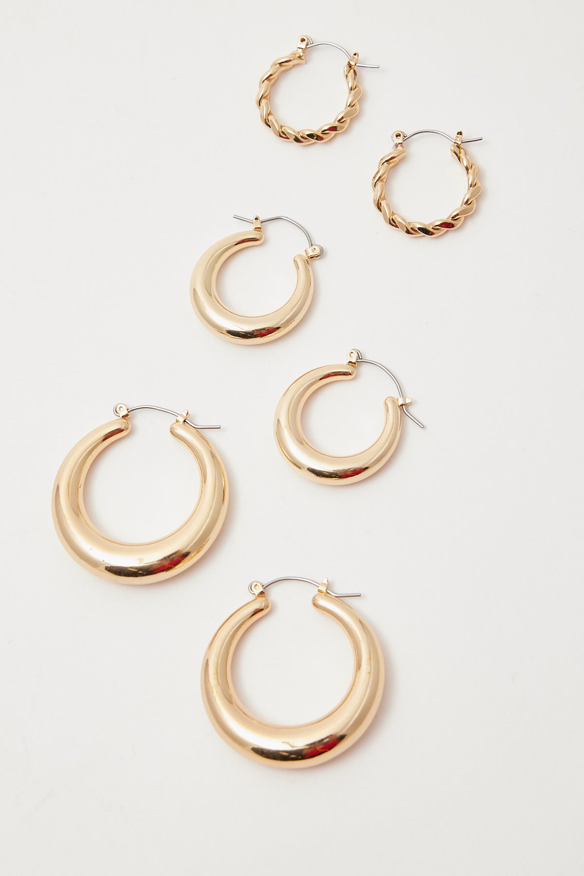 Perfect Stranger Cherished Hoop Earrings 3 Pack Gold Gold