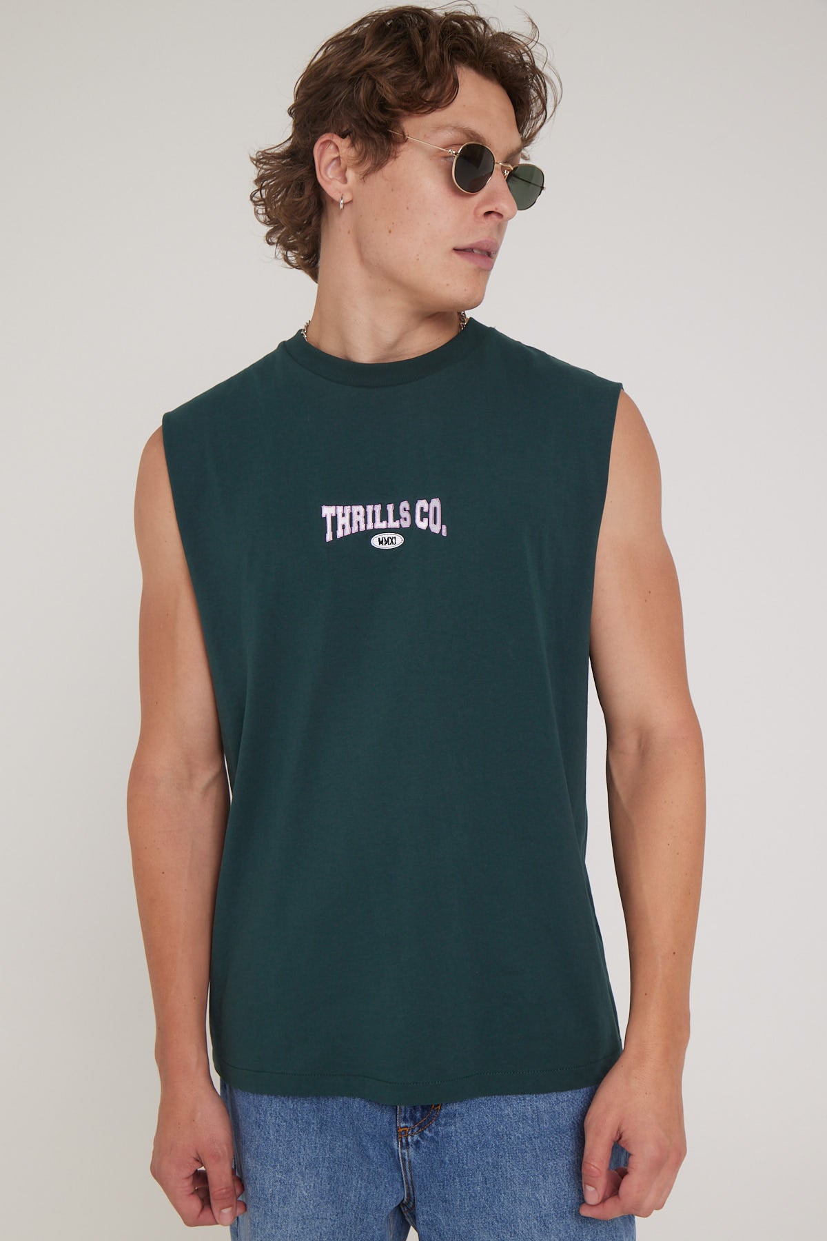 Thrills Recruit Merch Fit Muscle Tee Forest Green