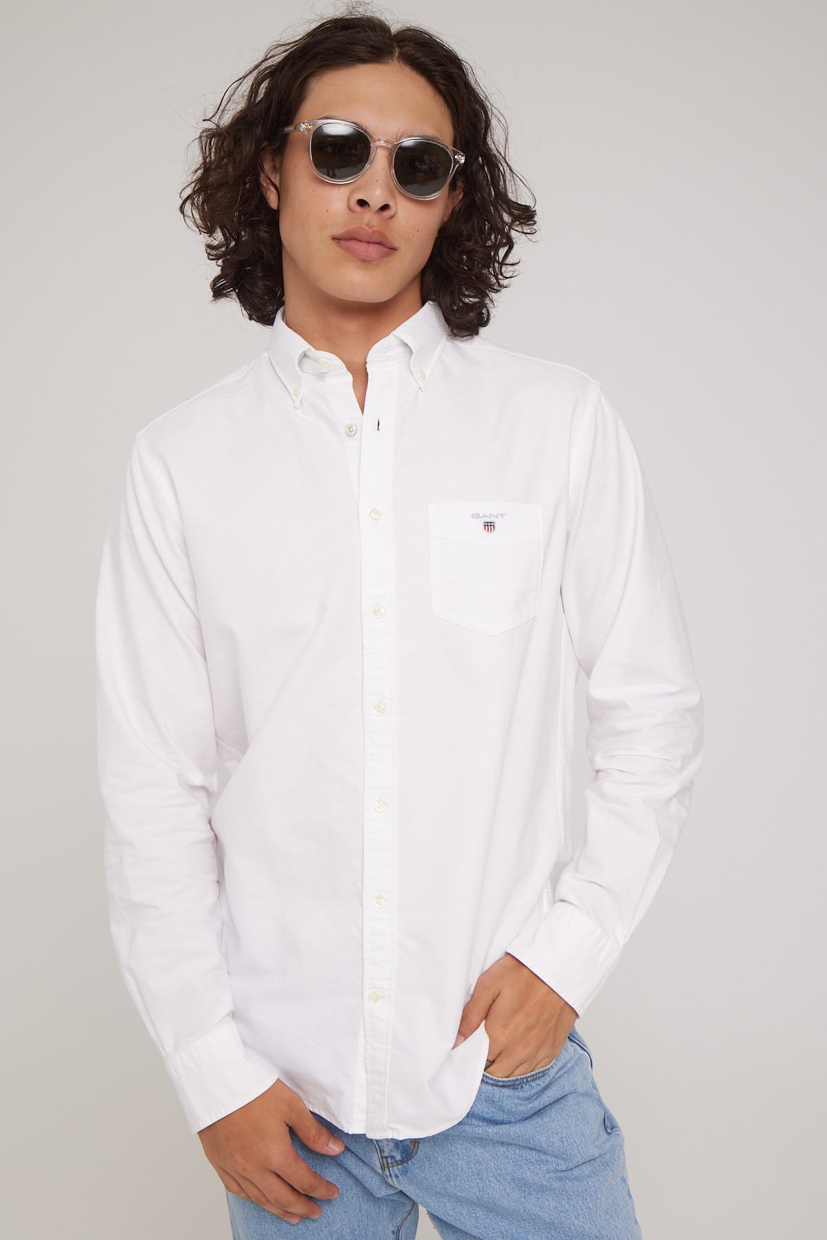 Gant The Oxford Button Down Collar Long Sleeve Shirt White