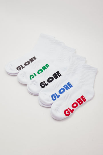 Globe Stealth Crew 5pk Socks White