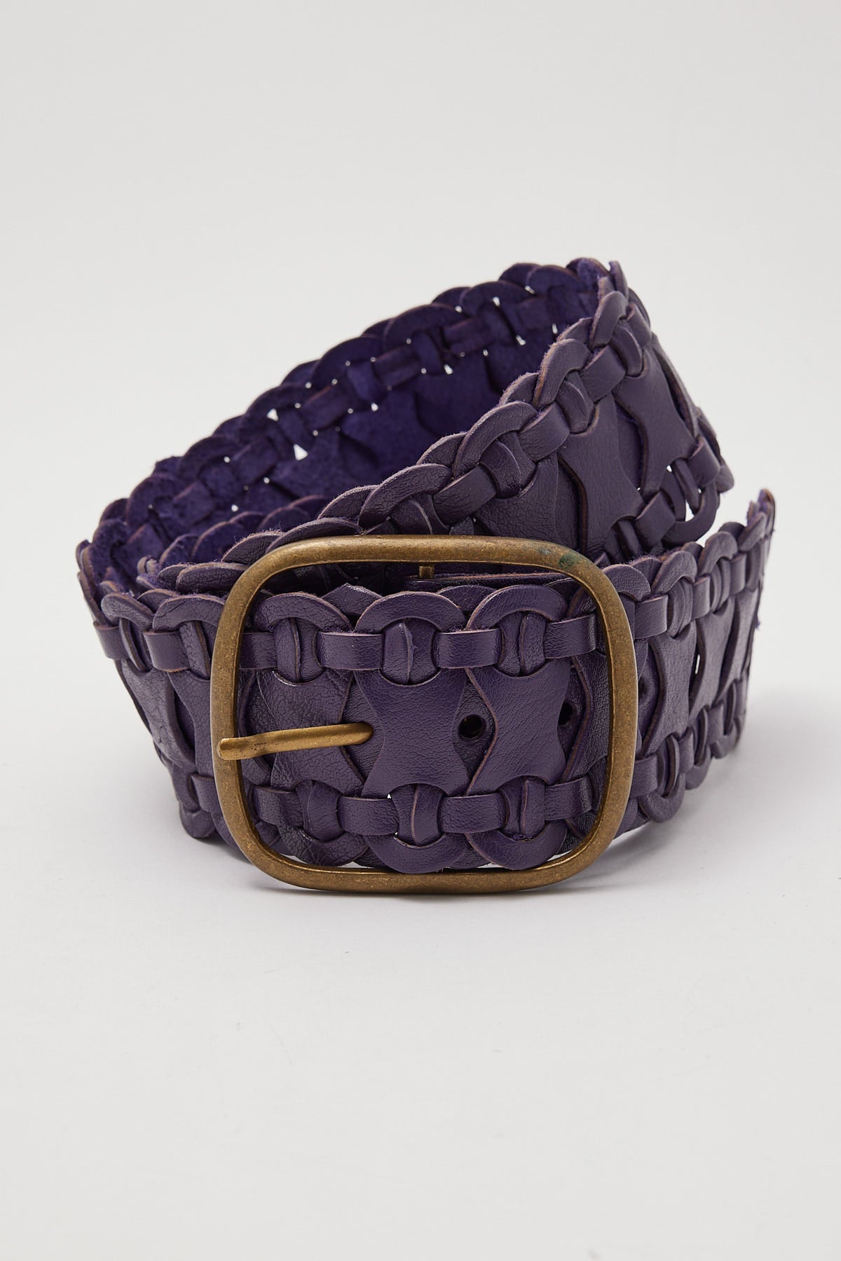 Dakota 501 Vintage Deadstock Woven Leather Belt Purple/Gold