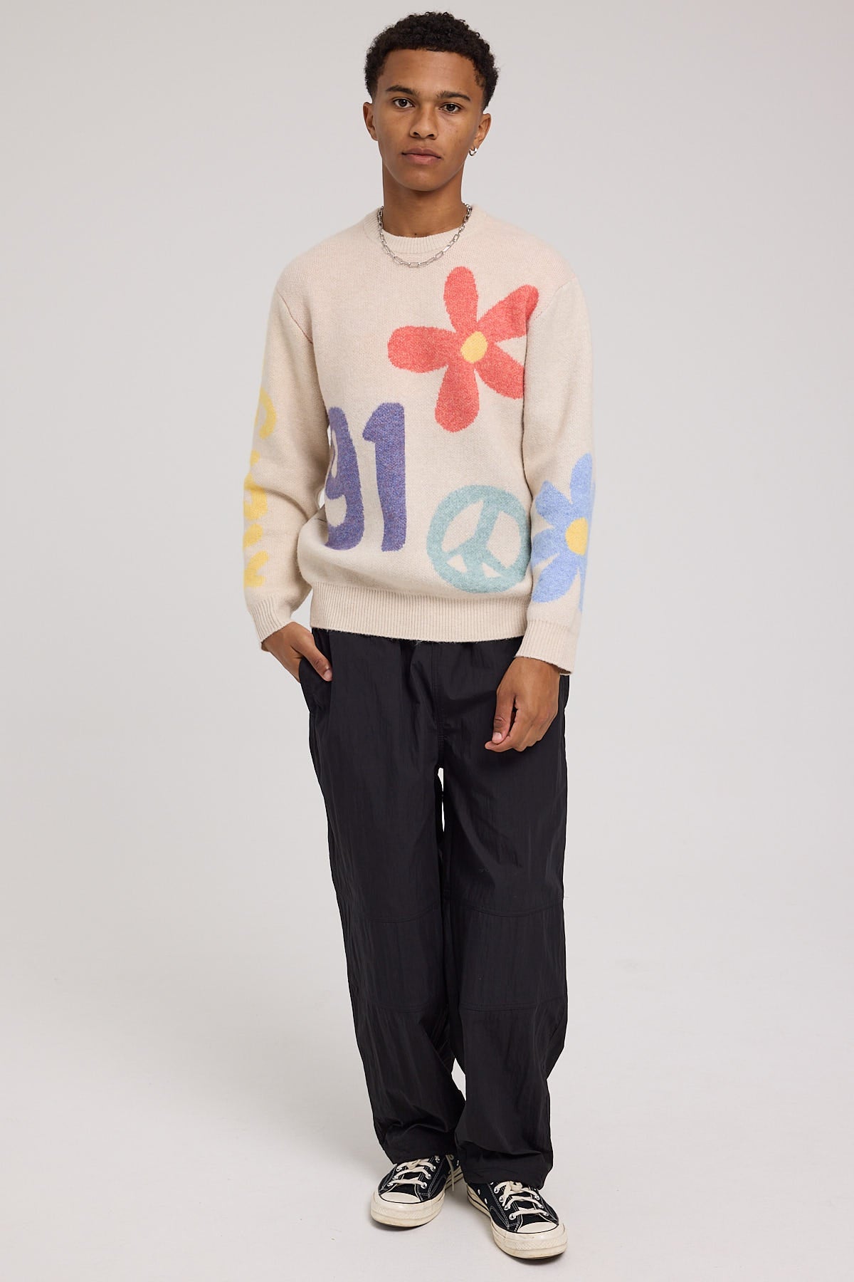 Xlarge Flower and Peace Recycled Knit Off White Off White
