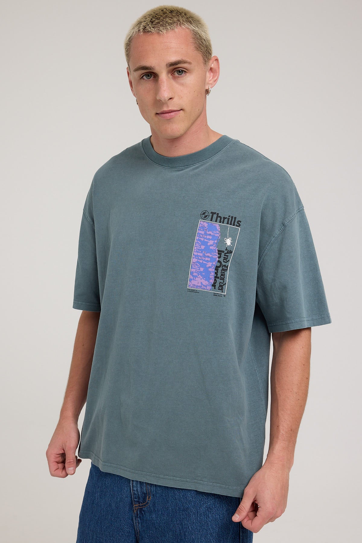 Thrills In Order Box Fit Oversize Tee Stormy Sea