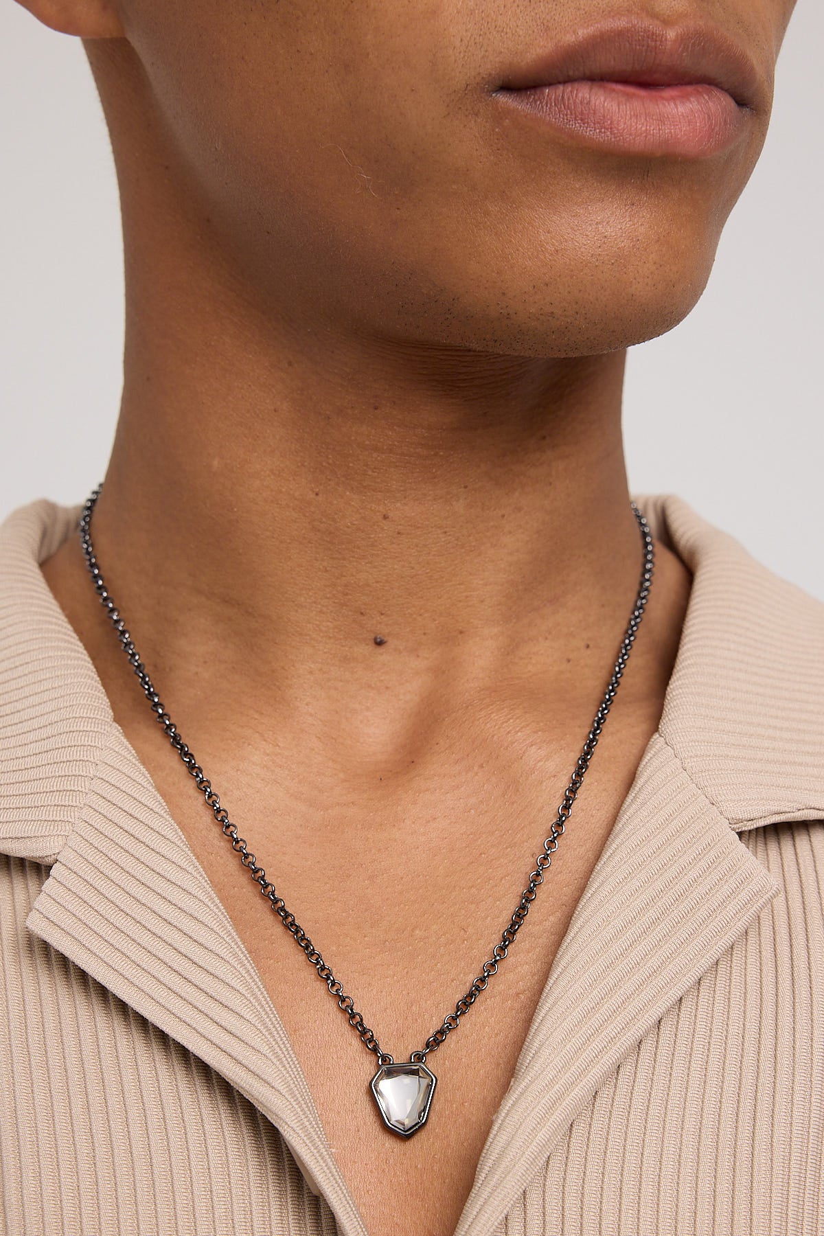 Icon Brand Facet Pendant Necklace Silver