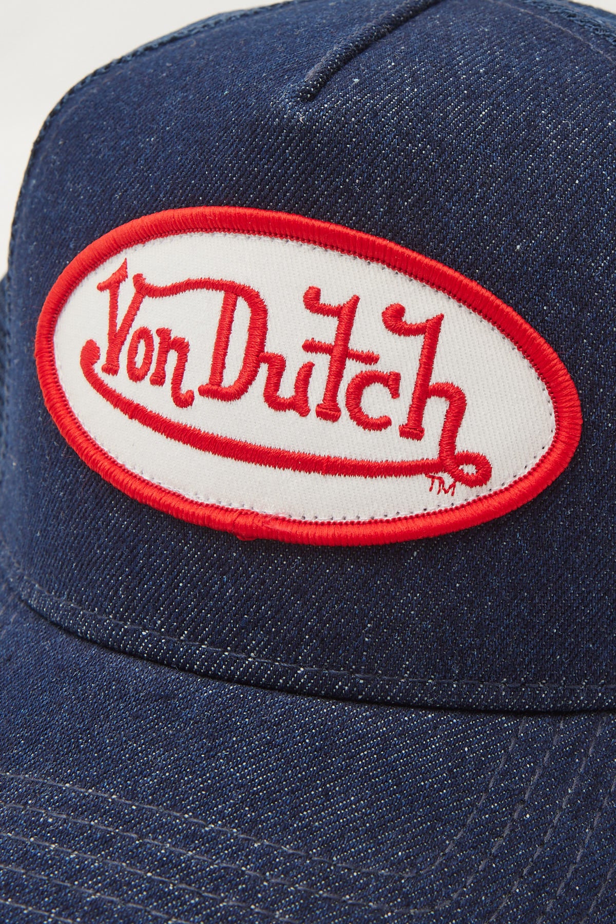 Von Dutch Dark Denim With White Logo Trucker Dark Denim