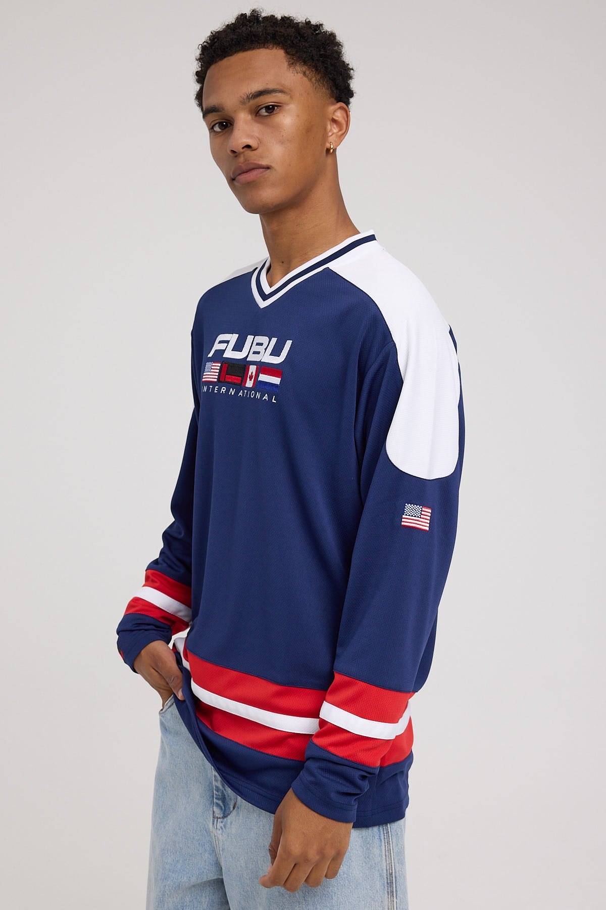 Fubu Corporate Hockey Jersey Navy/White