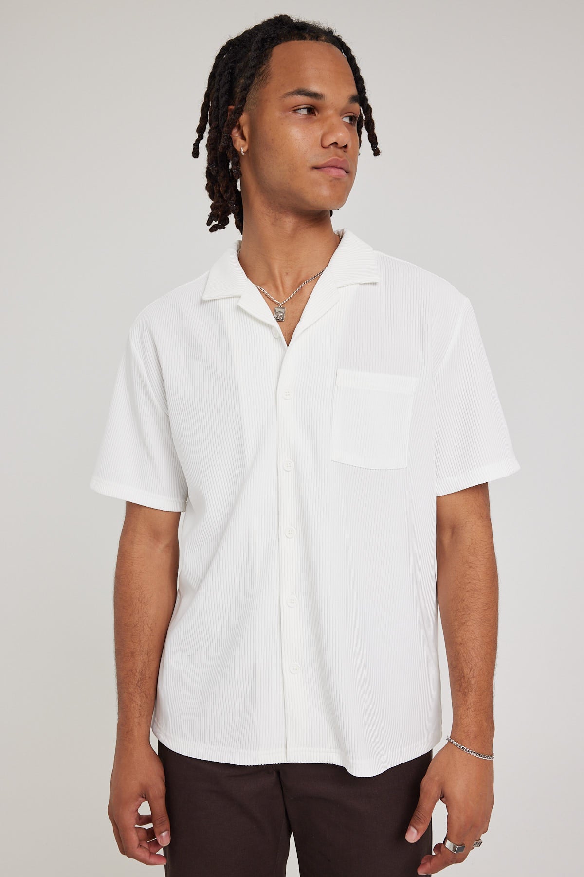 Common Need Brooklyn Pleated Shirt White