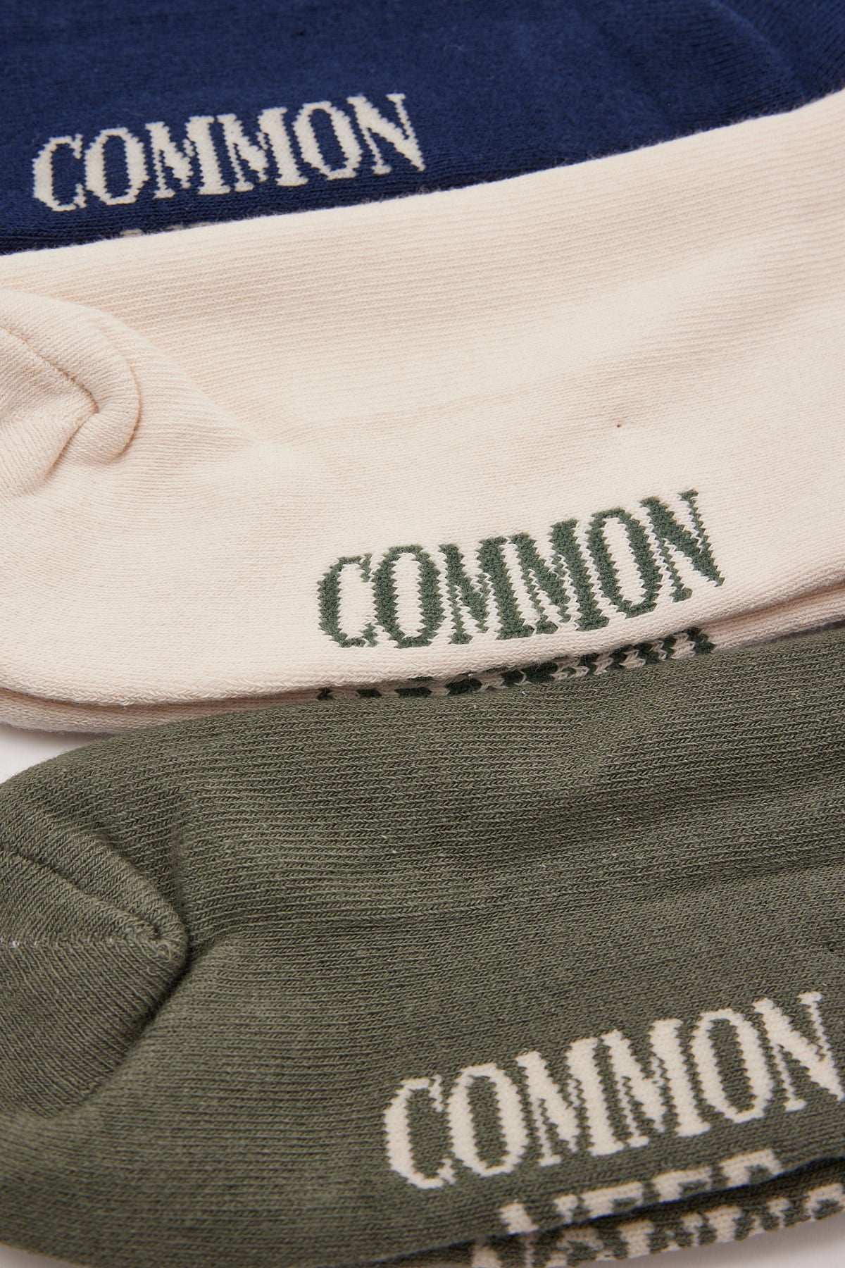Common Need Basic Crew Socks 3 Pack Ecru/Green/Navy