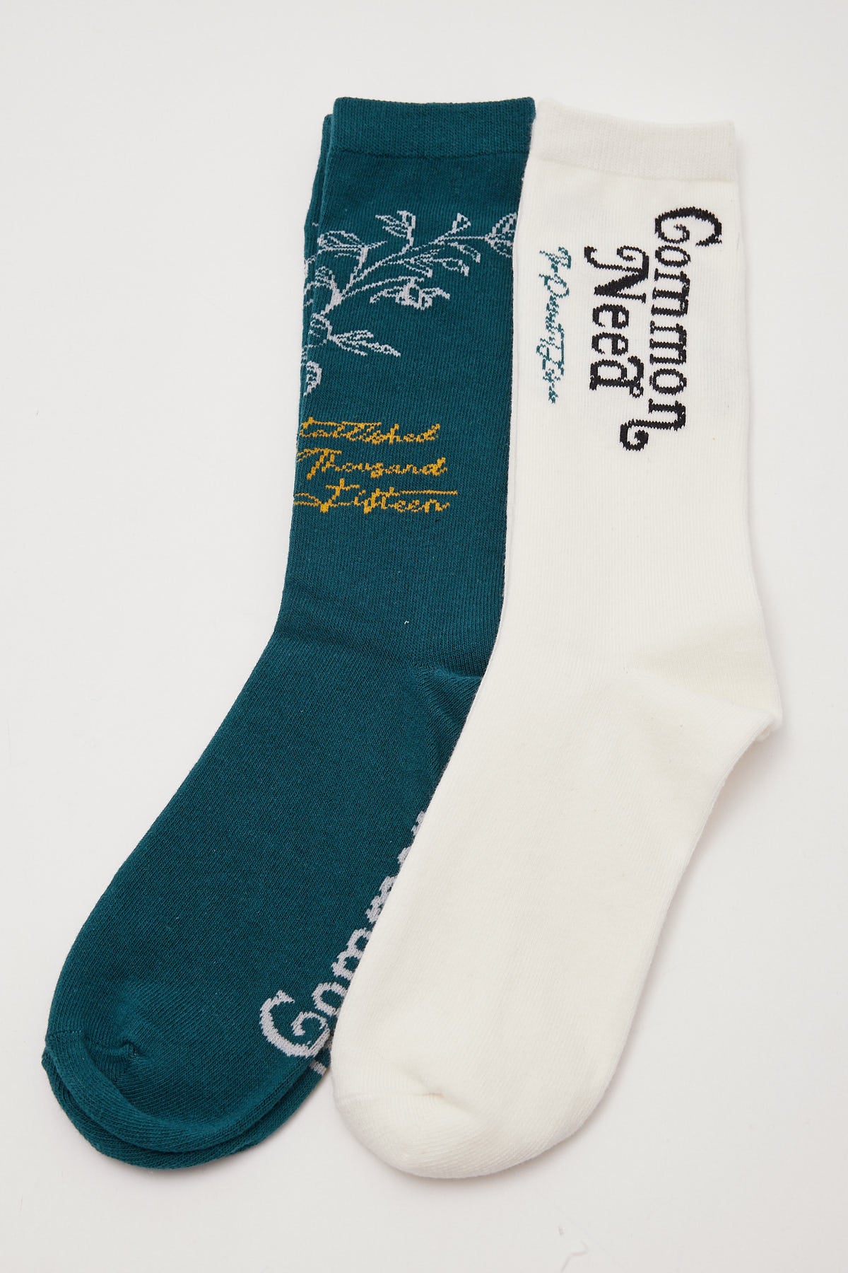 Common Need Estate Sock 2 Pack Teal/White