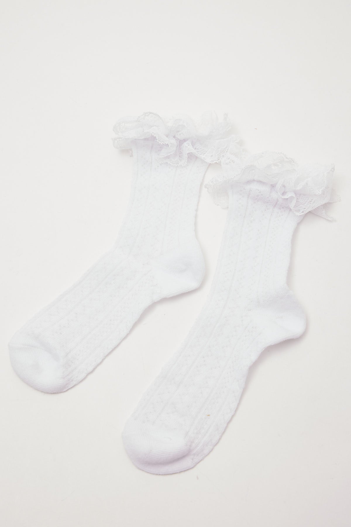 Token Pointelle Lace Frill Sock White