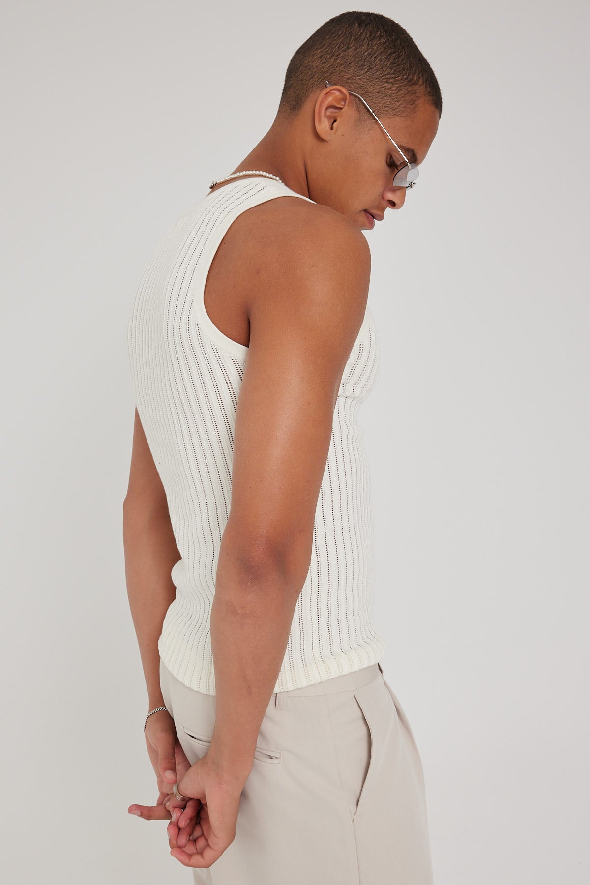 Common Need Bruno Knit Singlet Off White