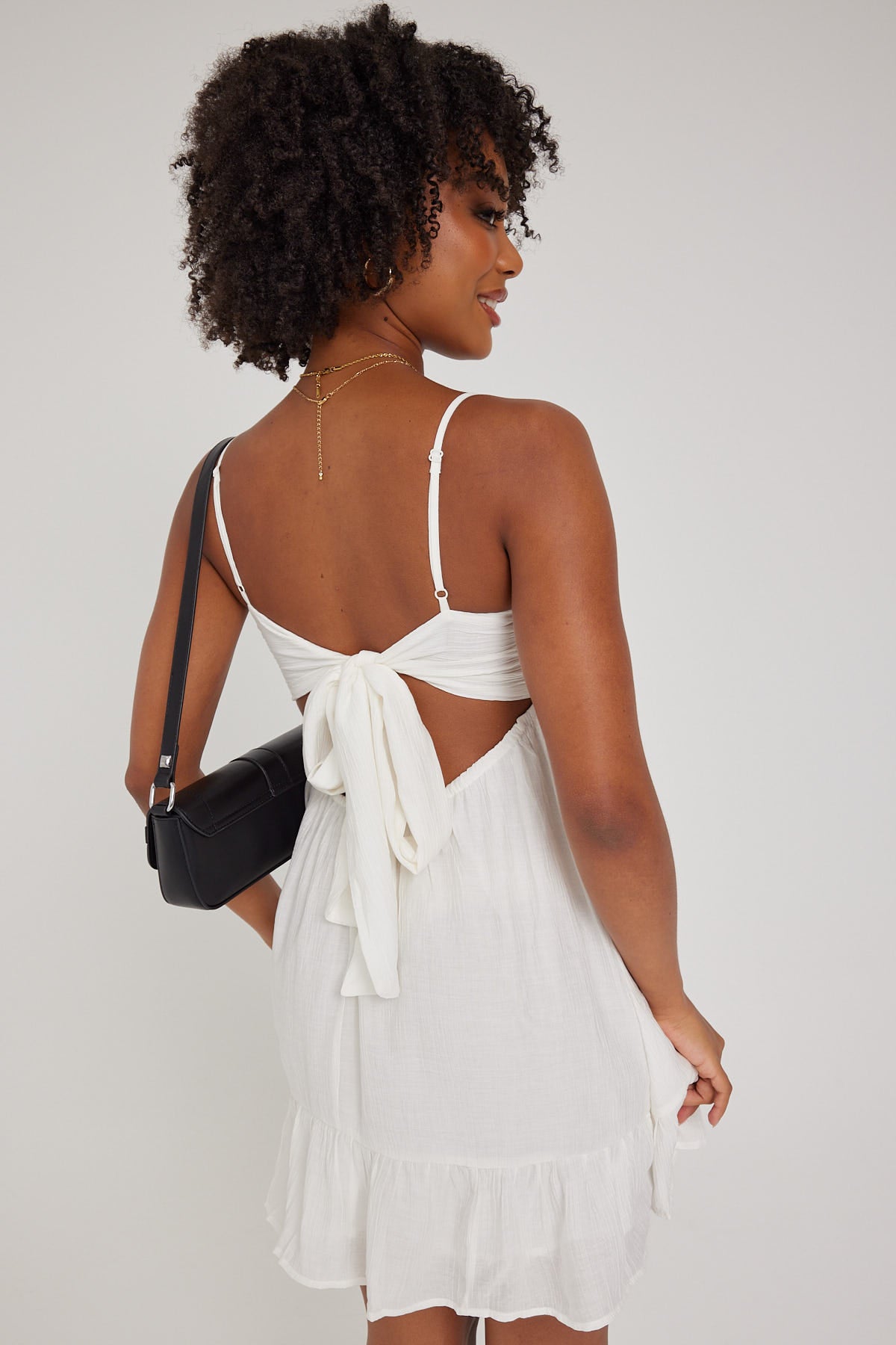 Luck & Trouble SUMMER SWAY BOW MINI DRESS White