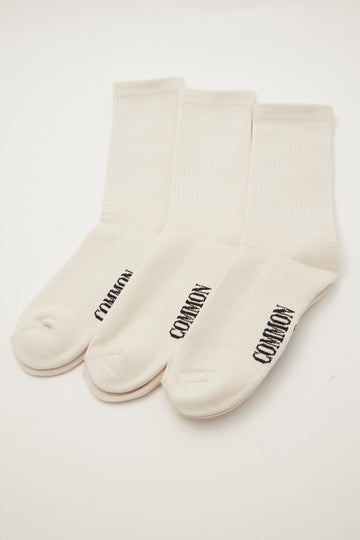 Common Need Basic Crew Sock 3 Pack White