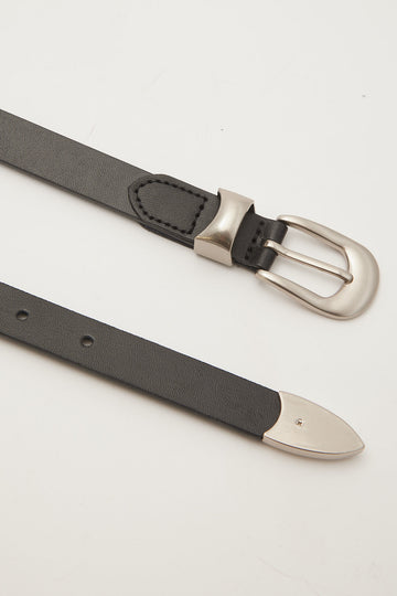 Common Need Slim Western Leather Belt Black