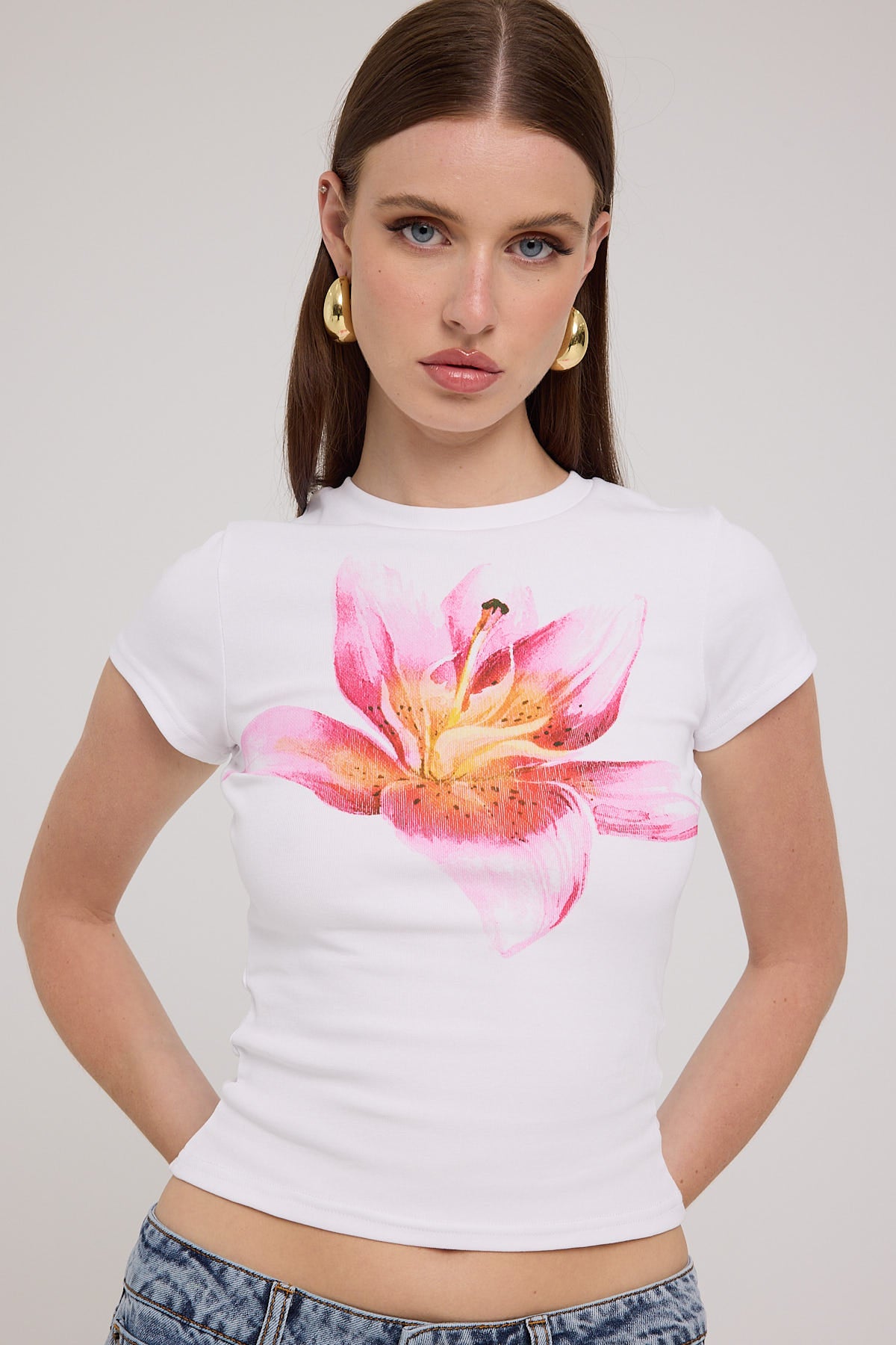 Luck & Trouble Rose Mallow Flower Tee White