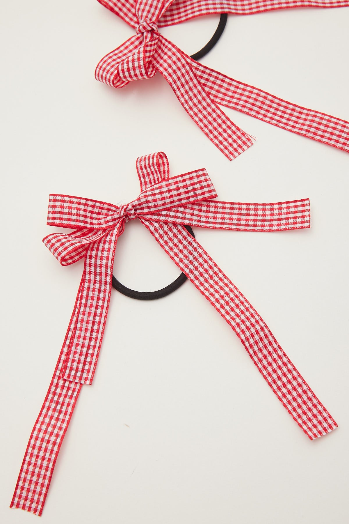 Token Red Gingham Bow Hair Tie 2 Pack Red Print