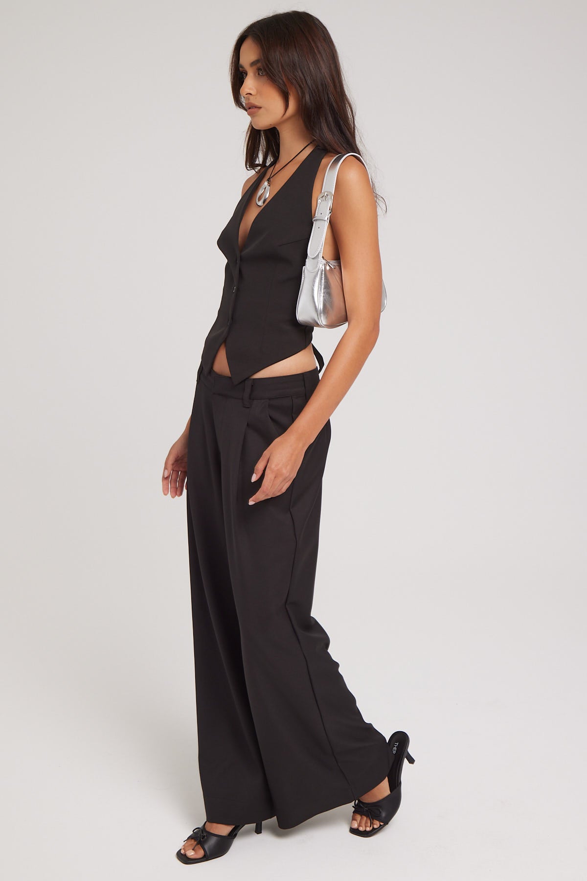 Luck & Trouble Cyra Mid Rise Wide Pant Black