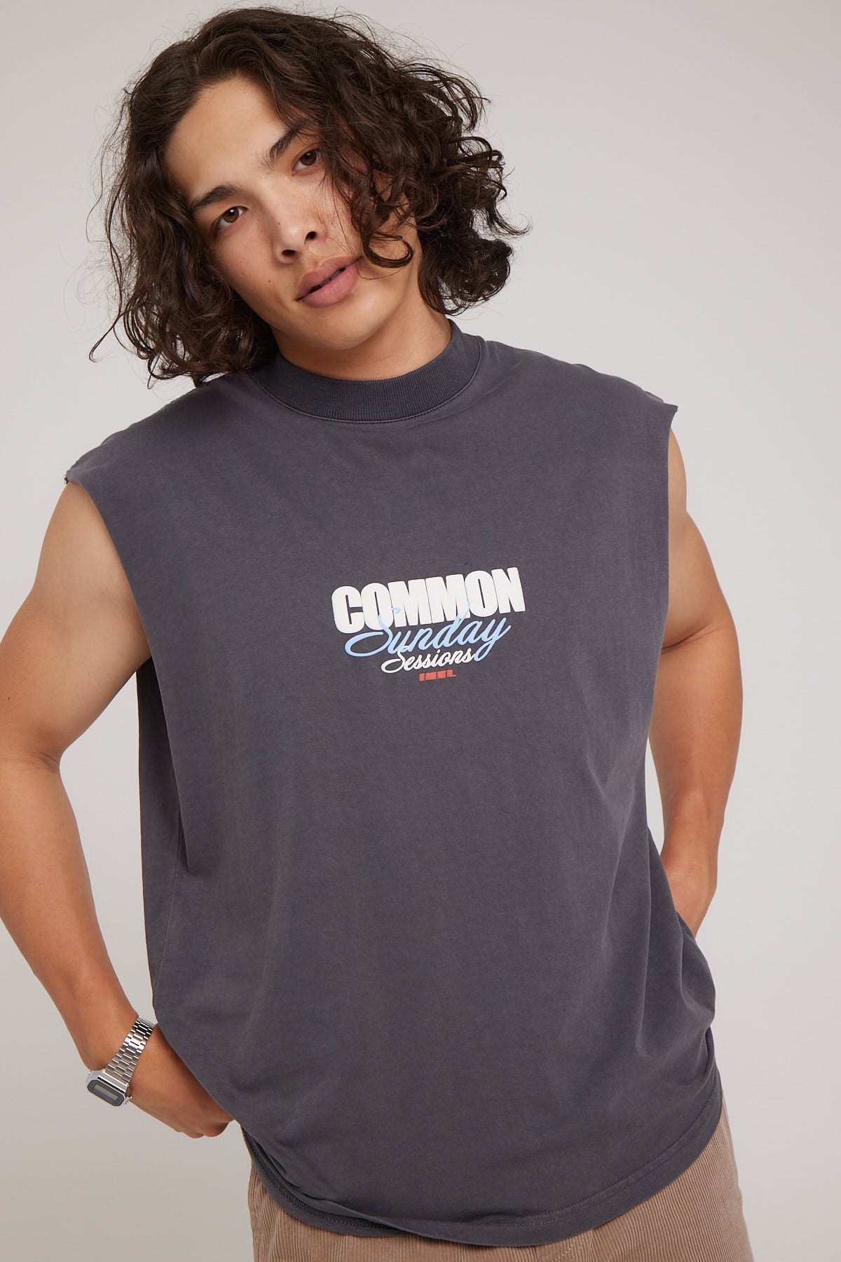 Common Need Session Muscle Tank Washed Black