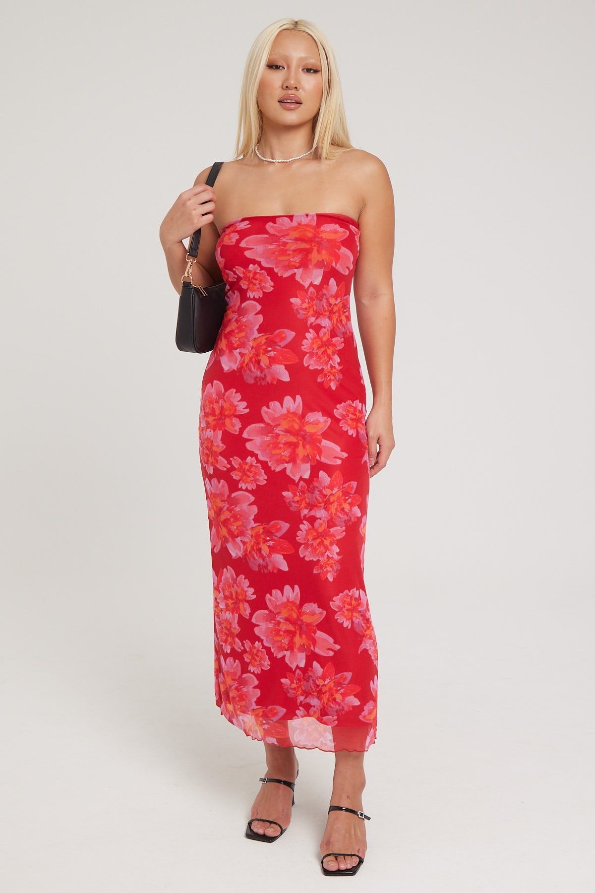 Luck & Trouble Rasberry Fiesta Recycled Maxi Dress Red Print