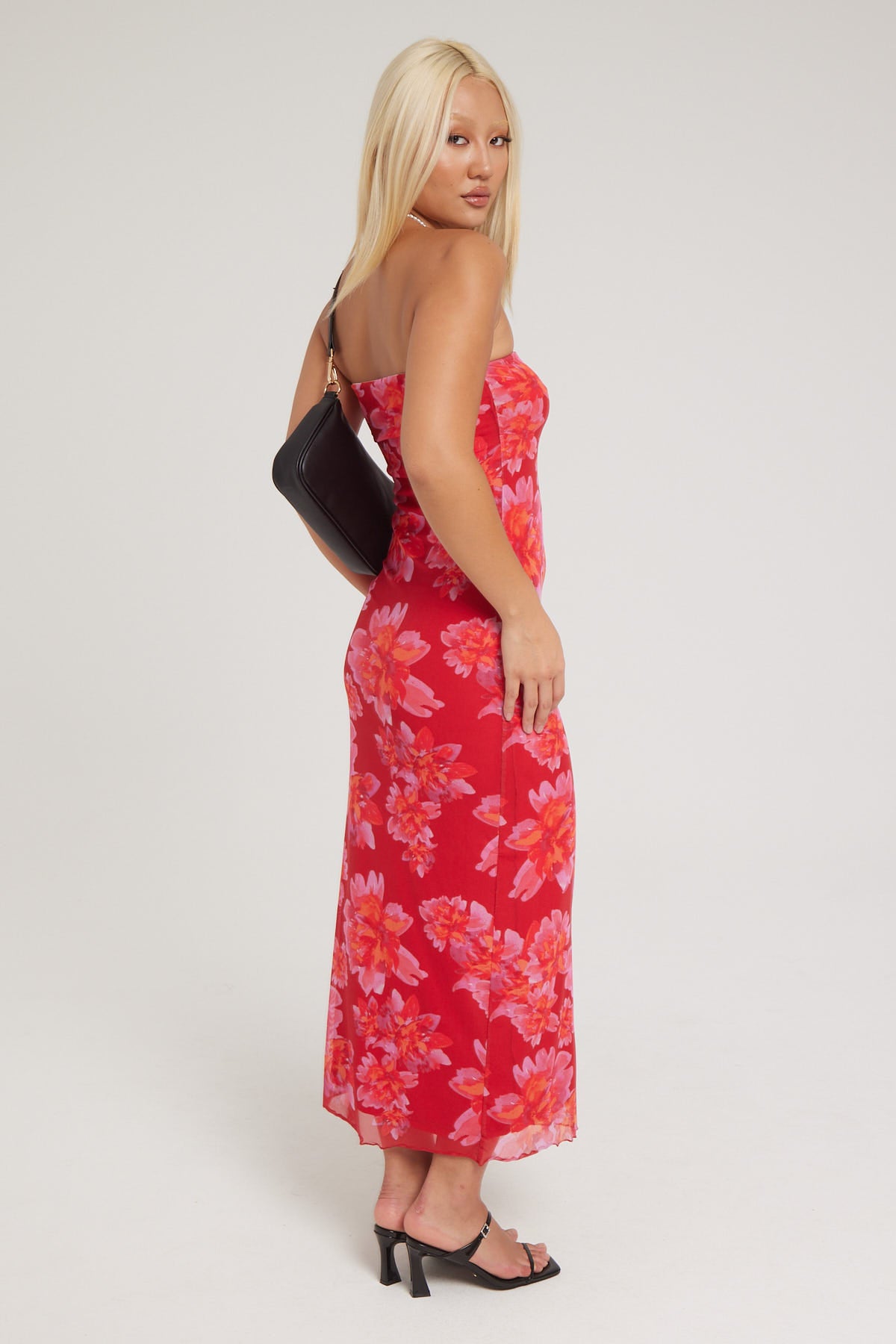 Luck & Trouble Raspberry Fiesta Recycled Maxi Dress Red Print